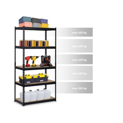Regał metalowy magazynowy 183 x 90 x 45 cm Humberg HR-700 czarny Regał metalowy magazynowy 183 x 90 x 45 cm Humberg HR-700 czarny