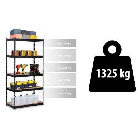 Regał metalowy magazynowy 183 x 90 x 45 cm Humberg HR-700 czarny Regał metalowy magazynowy 183 x 90 x 45 cm Humberg HR-700 czarny