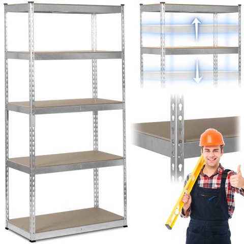 Regał metalowy magazynowy 183 x 90 x 45 cm Humberg HR-700 srebrny Regał metalowy magazynowy 183 x 90 x 45 cm Humberg HR-700 srebrny
