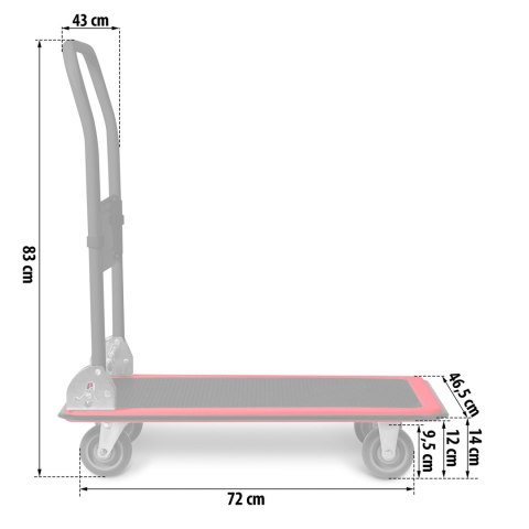 Wózek transportowy platformowy HM-505 czarno-czerwony Wózek transportowy platformowy HM-505 czarno-czerwony