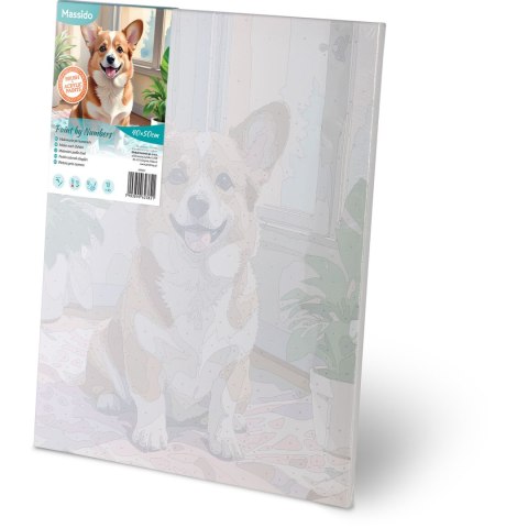 Obraz do malowania po numerach 40x50 cm Massido Piesek Corgi Obraz do malowania po numerach 40x50 cm Massido Piesek Corgi