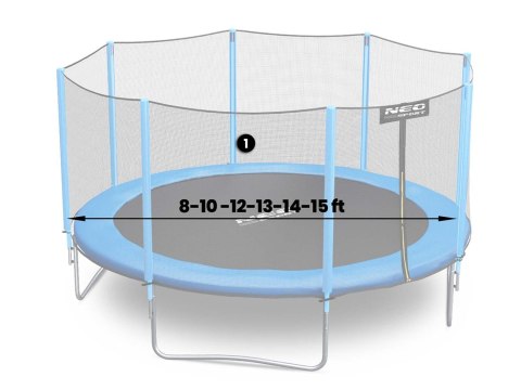 Słupek dolny do trampoliny z siatką zewnętrzną i wewnętrzną 8-15 ft niebieski Neo-Sport Słupek dolny do trampoliny z siatką zewnętrzną i wewnętrzną 8-15 ft niebieski Neo-Sport