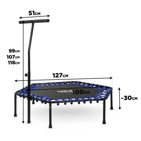 Trampolina fitness z uchwytem 127 cm Neo-Sport - sześciokątna niebieska Trampolina fitness z uchwytem 127 cm Neo-Sport - sześciokątna niebieska