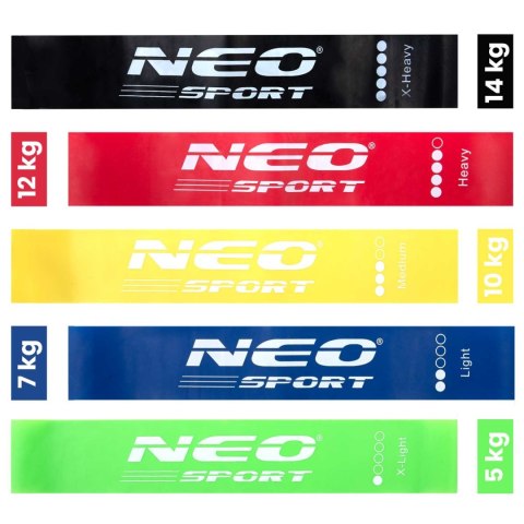 Zestaw taśma oporowych do ćwiczeń NS-959 Neo-Sport 5 szt Zestaw taśma oporowych do ćwiczeń NS-959 Neo-Sport 5 szt