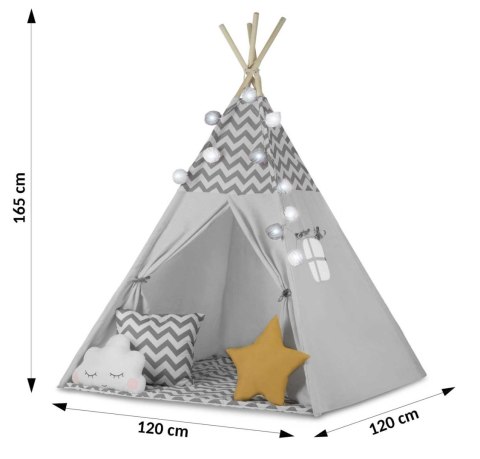 Namiot tipi dla dzieci ze światełkami Nukido - szary Namiot tipi dla dzieci ze światełkami Nukido - szary