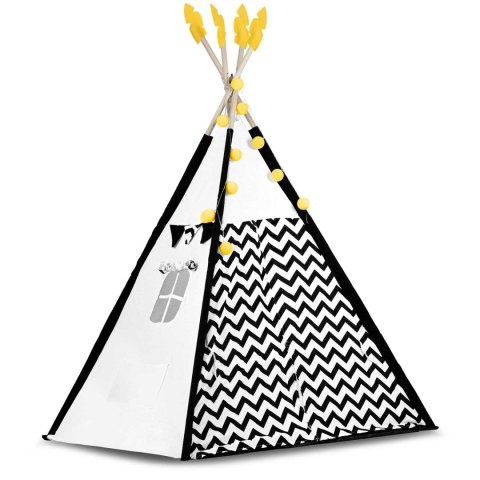 Namiot tipi dla dzieci z girlandą i światełkami Nukido biało czarny z pandą Namiot tipi dla dzieci z girlandą i światełkami Nukido biało czarny z pandą