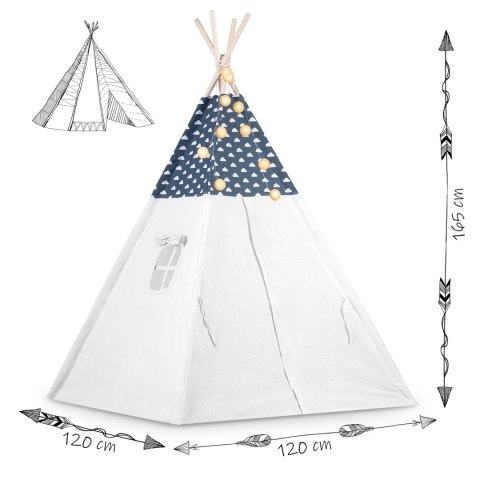 Namiot tipi dla dzieci ze światełkami Nukido - granatowy Namiot tipi dla dzieci ze światełkami Nukido - granatowy