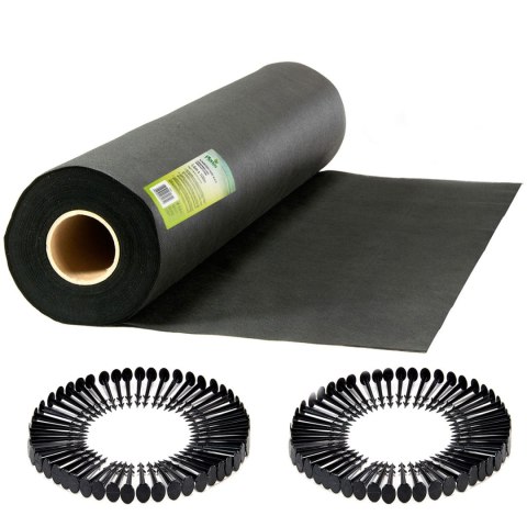 Agrotkanina ogrodowa 1,6 m x 100 m 90 g/m2 + 100 szpilek Plonos - czarna Agrotkanina ogrodowa 1,6 m x 100 m 90 g/m2 + 100 szpilek Plonos - czarna