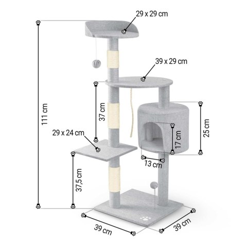 Drapak dla kota 111 cm PH-005 Pethaus szary Drapak dla kota 111 cm PH-005 Pethaus szary