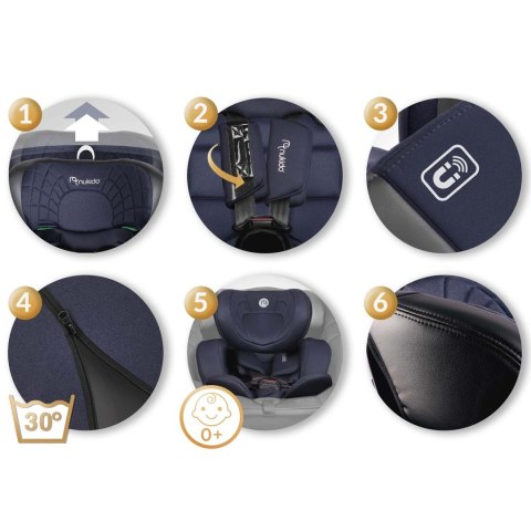 Fotelik samochodowy Nukido Aero Line czarno-granatowy 0-36 kg ISOFIX Fotelik samochodowy Nukido Aero Line czarno-granatowy 0-36 kg ISOFIX