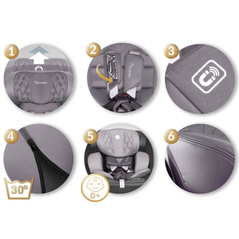 Fotelik samochodowy Nukido Prestige Line szary 0-36 kg ISOFIX Fotelik samochodowy Nukido Prestige Line szary 0-36 kg ISOFIX