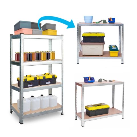 Regał metalowy magazynowy zestaw 2 szt 174 x 80 x 40 cm Plonos PL-701 Regał metalowy magazynowy zestaw 2 szt 174 x 80 x 40 cm Plonos PL-701