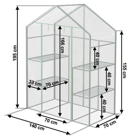 Szklarnia dwa regały 140 x 71 x 195 cm Plonos 4922 Szklarnia dwa regały 140 x 71 x 195 cm Plonos 4922
