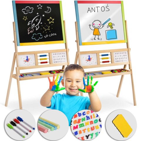 Duża magnetyczna kredowa tablica obrotowa z zegarem Ricokids - wielokolorowa Duża magnetyczna kredowa tablica obrotowa z zegarem Ricokids - wielokolorowa