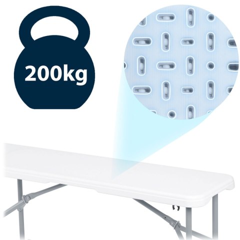 Zestaw ogrodowy składany ławka + 2 ławki 180 cm Plonos biały Zestaw ogrodowy składany ławka + 2 ławki 180 cm Plonos biały