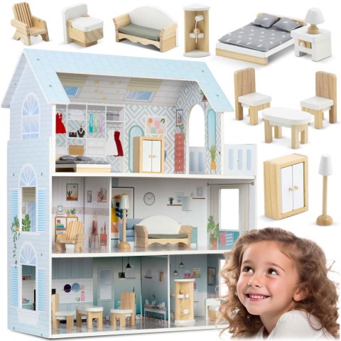 Duży Drewniany domek dla lalek 3-piętrowy Ricokids RK-878 Duży Drewniany domek dla lalek 3-piętrowy Ricokids RK-878