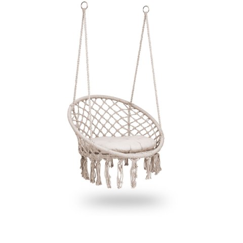 Fotel ogrodowy wiszący huśtawka BOHO beżowy Fotel ogrodowy wiszący huśtawka BOHO beżowy