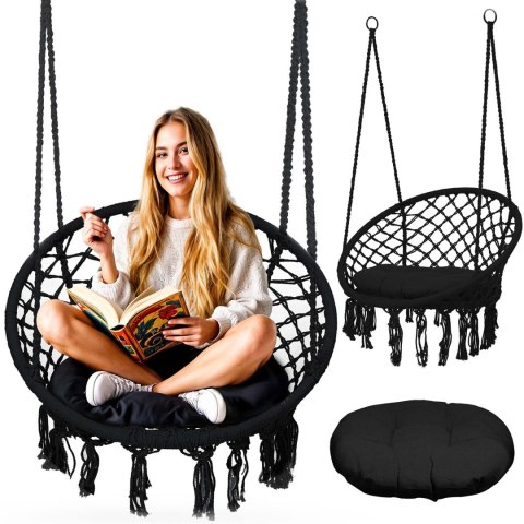 Fotel ogrodowy wiszący huśtawka BOHO czarny Fotel ogrodowy wiszący huśtawka BOHO czarny