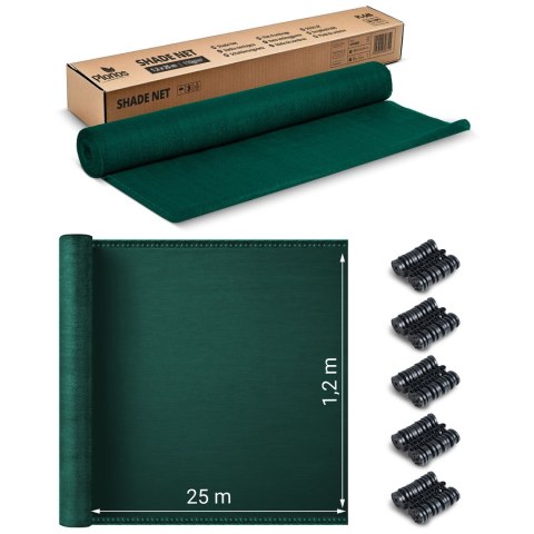 Siatka cieniująca 1,2x25m 140g/m2 + 50 zacisków zielona Siatka cieniująca 1,2x25m 140g/m2 + 50 zacisków zielona