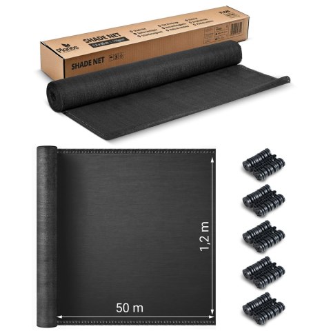 Siatka cieniująca 1,2x50m 110g/m2 + 50 zacisków szara Siatka cieniująca 1,2x50m 110g/m2 + 50 zacisków szara