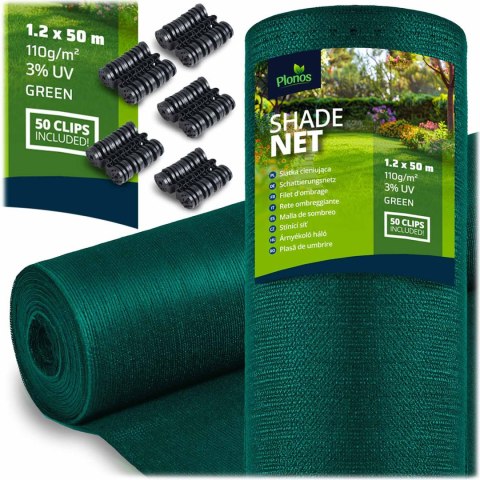 Siatka cieniująca 1,2x50m 110g/m2 + 50 zacisków zielona Siatka cieniująca 1,2x50m 110g/m2 + 50 zacisków zielona