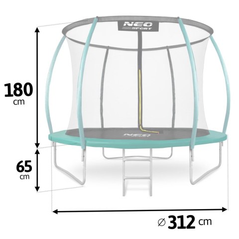 Trampolina ogrodowa 10ft/312cm z siatką, profilowanymi słupkami i drabinką Trampolina ogrodowa 10ft/312cm z siatką, profilowanymi słupkami i drabinką