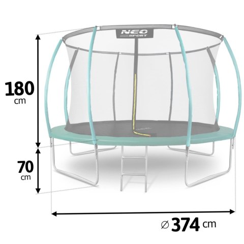 Trampolina ogrodowa 12ft/374cm z siatką, profilowanymi słupkami i drabinką Neo-Sport Trampolina ogrodowa 12ft/374cm z siatką, profilowanymi słupkami i drabinką Neo-Sport