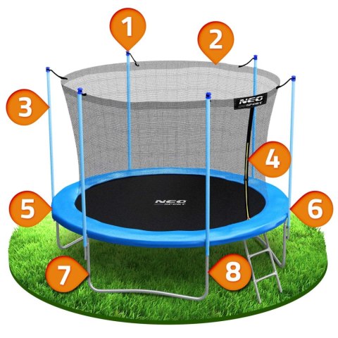 Trampolina ogrodowa 8ft/252cm siatka wewnętrzna i drabinką Trampolina ogrodowa 8ft/252cm siatka wewnętrzna i drabinką