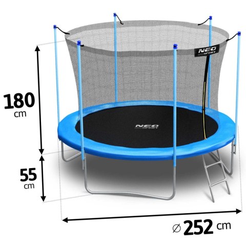 Trampolina ogrodowa 8ft/252cm siatka wewnętrzna i drabinką Trampolina ogrodowa 8ft/252cm siatka wewnętrzna i drabinką
