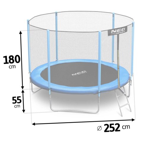 Trampolina ogrodowa 8ft/252cm siatka zewnętrzna i drabinką Trampolina ogrodowa 8ft/252cm siatka zewnętrzna i drabinką