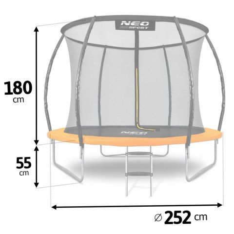 Trampolina ogrodowa profilowana 8ft/252cm z siatką wewnętrzną Neo-Sport Trampolina ogrodowa profilowana 8ft/252cm z siatką wewnętrzną Neo-Sport