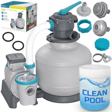 Pompa piaskowa do basenów 11355 L/h Bestway 58486 + tabletki multifunkcyjne Pompa piaskowa do basenów 11355 L/h Bestway 58486 + tabletki multifunkcyjne