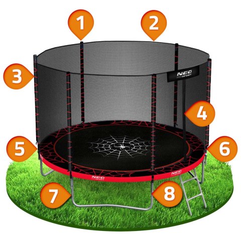Trampolina ogrodowa 10ft/312cm z siatką zewnętrzną i drabinką Neo-Sport Trampolina ogrodowa 10ft/312cm z siatką zewnętrzną i drabinką Neo-Sport