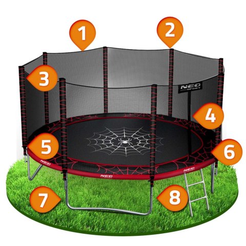 Trampolina ogrodowa 12ft/374cm z siatką zewnętrzną i drabinką Neo-Sport Trampolina ogrodowa 12ft/374cm z siatką zewnętrzną i drabinką Neo-Sport