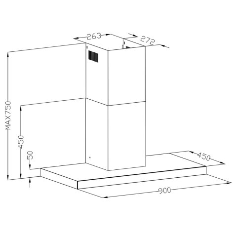 Okap kuchenny 90 cm Inox Berdsen BE-90S Okap kuchenny 90 cm Inox Berdsen BE-90S